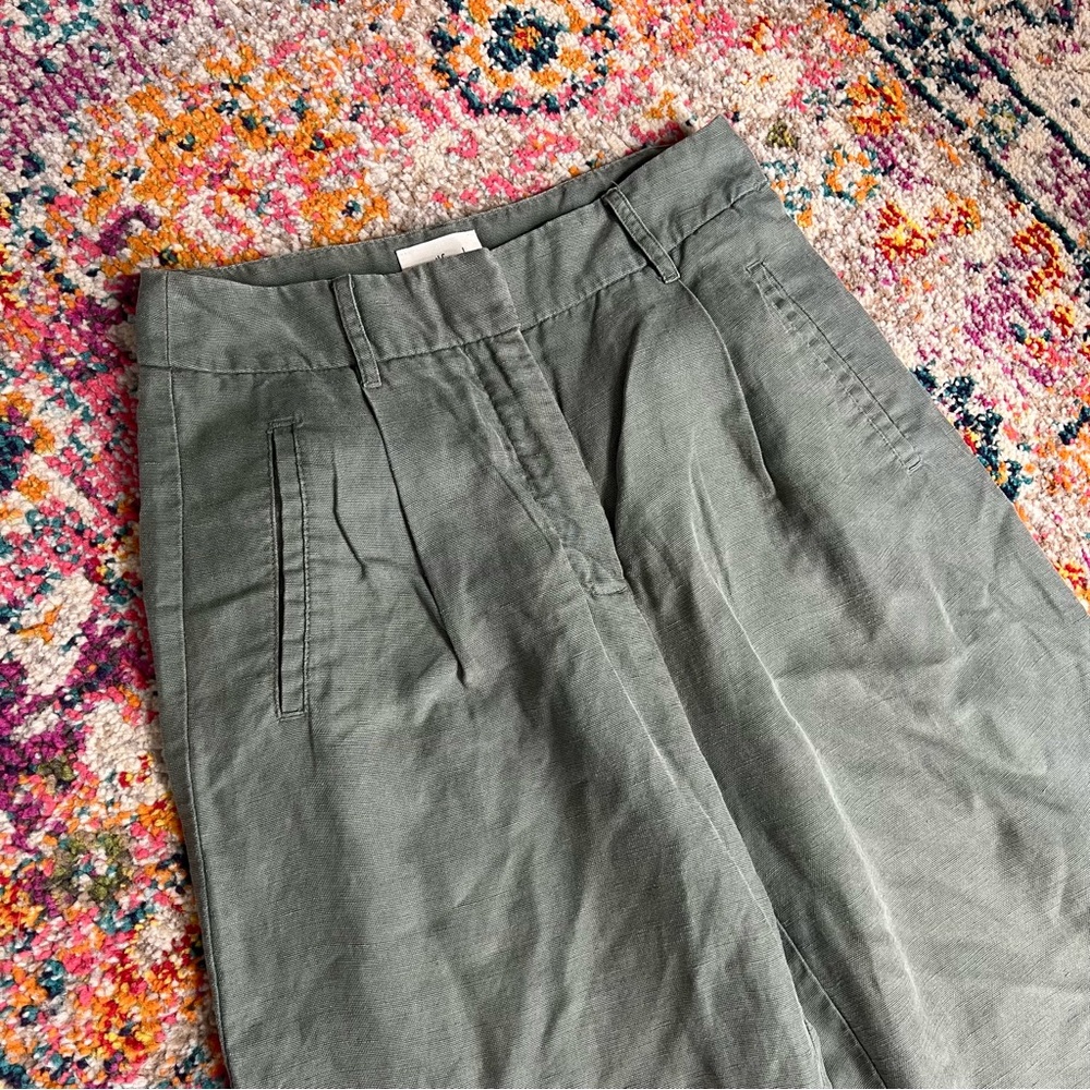 Wilfred Aritzia Green Linen Culottes Wide Leg Cropped Pants 0 - Picture 3 of 12